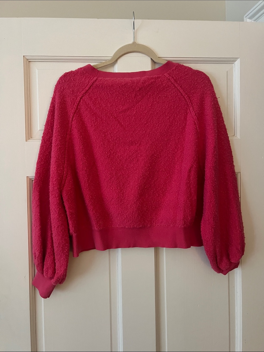 Free People Bubble Sleeve Pink Nubby Pullover Sweater - Picture 3 of 3
